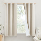 Nicetown 100% Absolutely Blackout Linen Curtains With Thermal Insulated White Liner, White, 42 Inches Wide, 63 Inches Length Energy Saving Curtains For Cupboard 2 Panels Set, Vertical Blinds