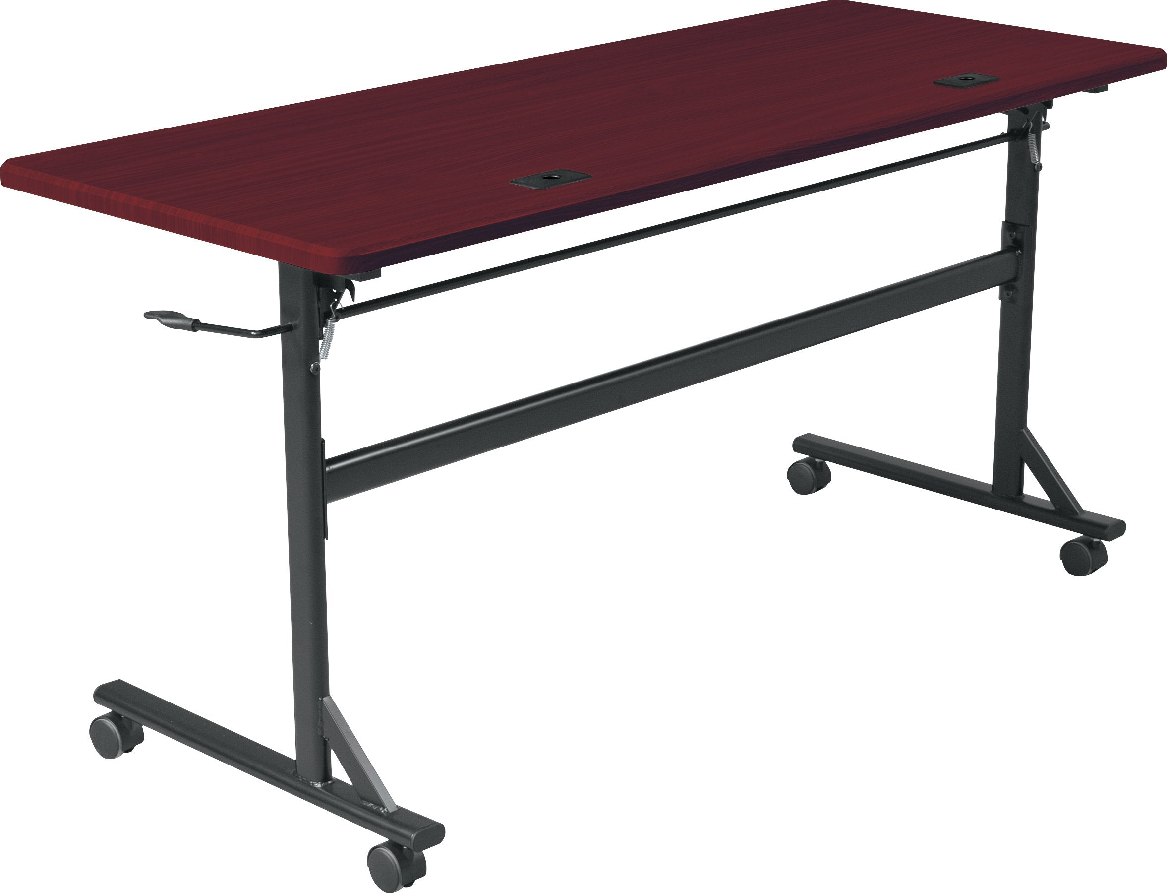 MooreCo Essentials Flipper Training Table 72x24 Mahogany Top Black Base