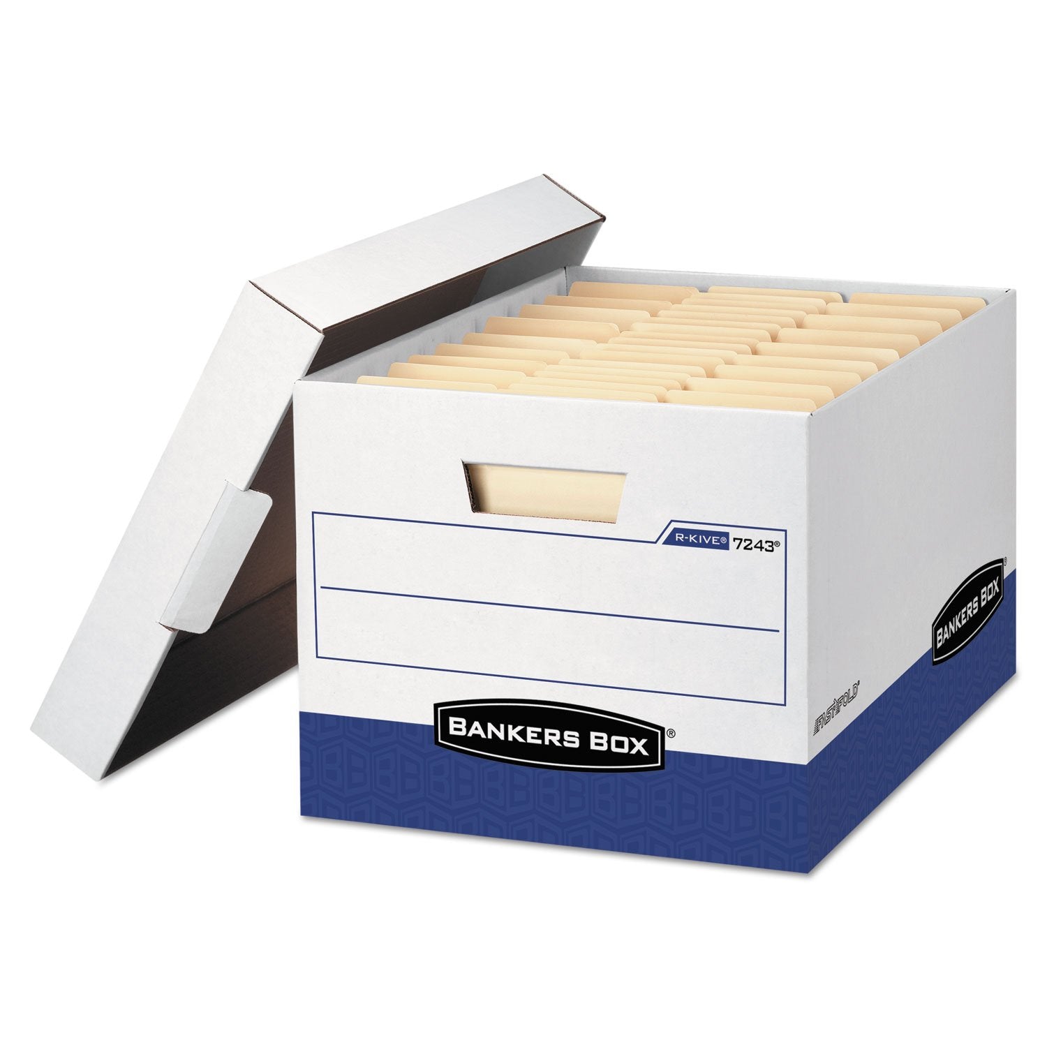 Bankers Box 07243 Storage File, Letter/Legal,12-Inch X15-Inch X10-Inch , 12/Ct, White/Blue