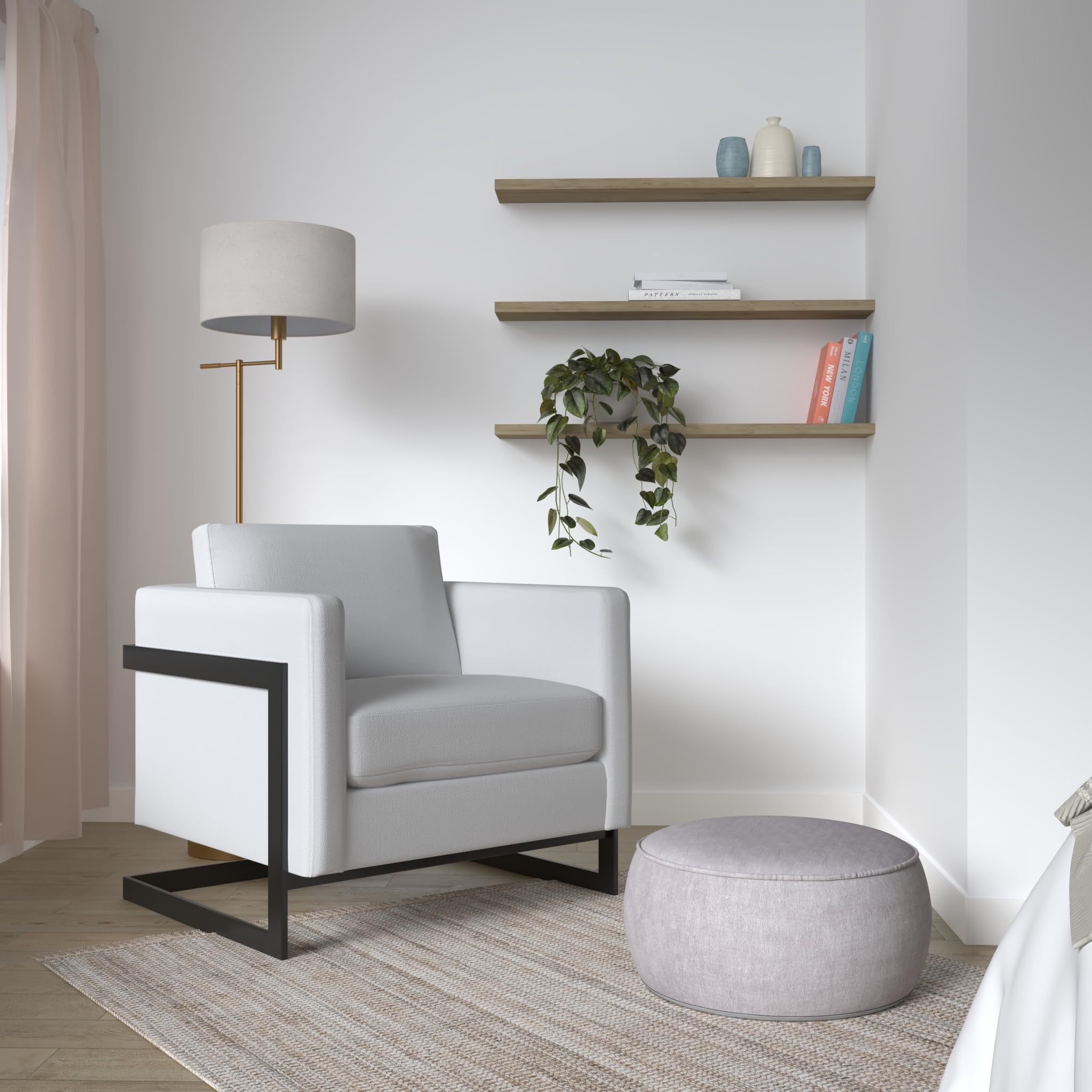 Modway Posse Upholstered Fabric Accent Chair In Black White