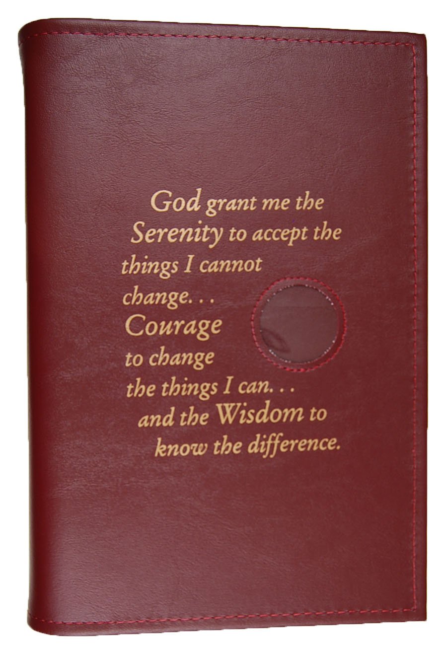 Alcoholics Anonymous Aa Big Book Large Print Cover Serenity Prayer Medallion Holder Burgundy