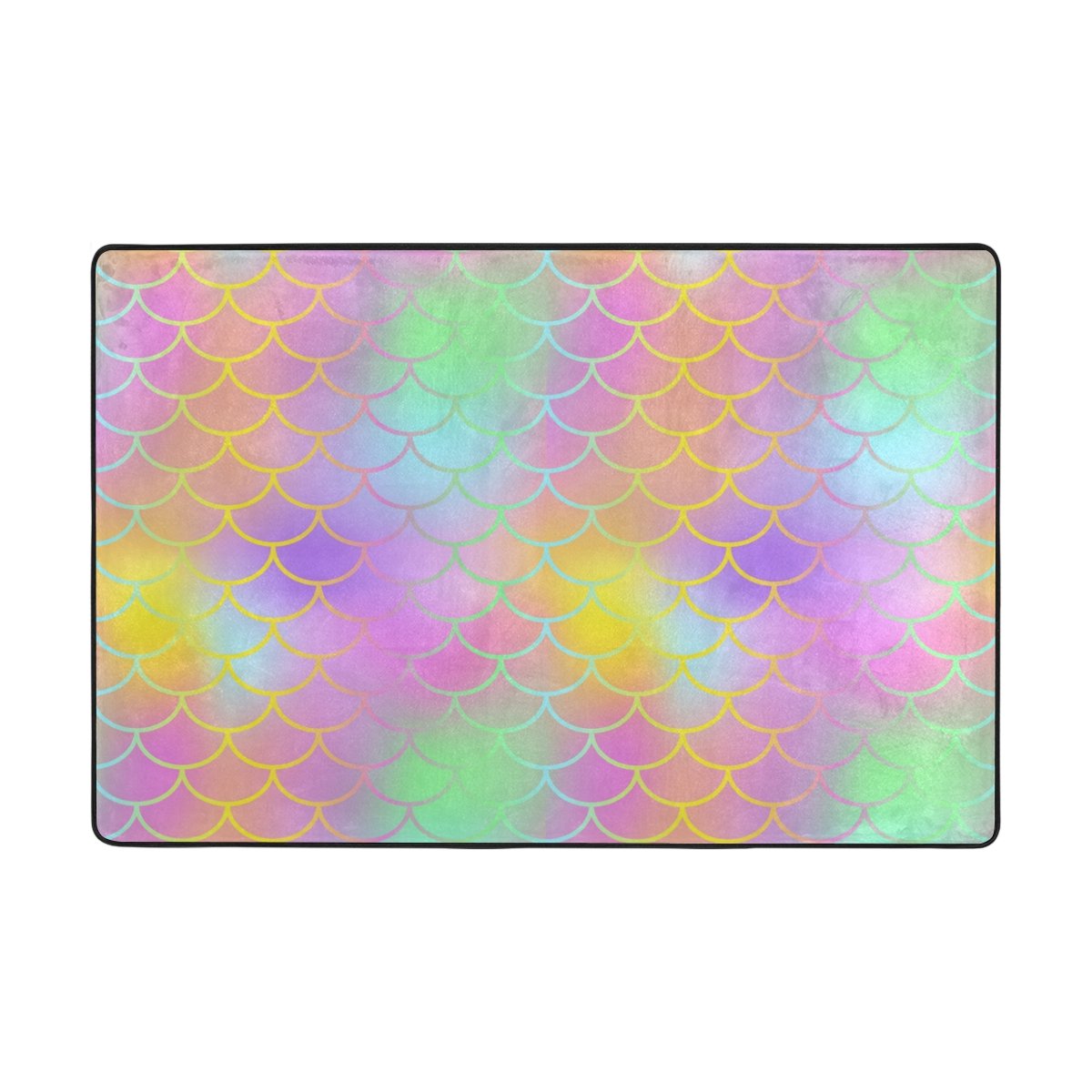 My Little Nest Area Rug Mermaid Fish Fantastic Lightweight Non-Slip Soft Mat 4' X 6', Memory Sponge Indoor Outdoor Decor Carpet For Entrance Living Room Bedroom Office Kitchen Hallway