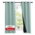 Nicetown Aqua Blue 100% Blackout Lined Curtains, 2 Thick Layers Narrow Wide Window Treatment Panels Thermal Insulated Drapes For