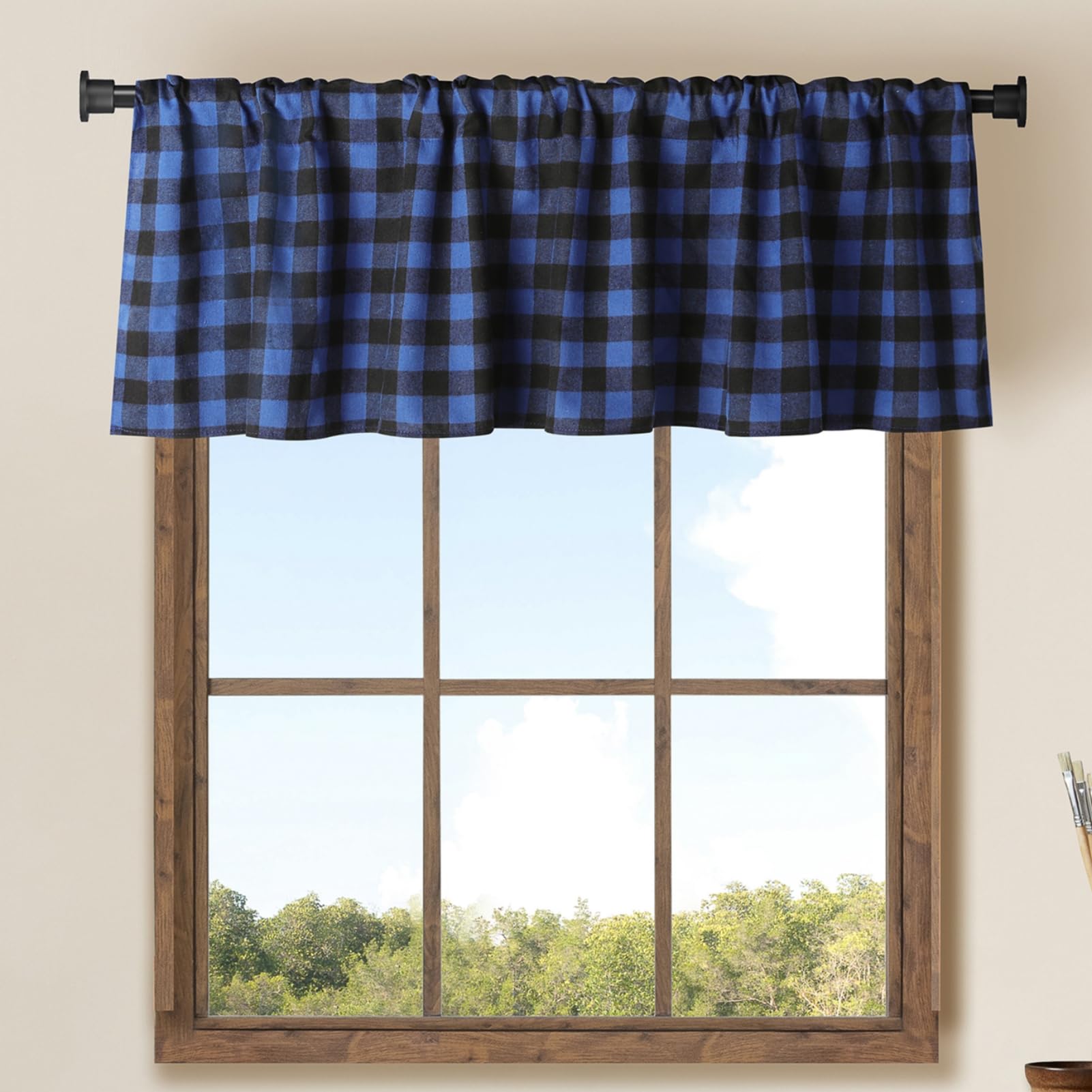 Buffalo Window Valences (Blue And Black)