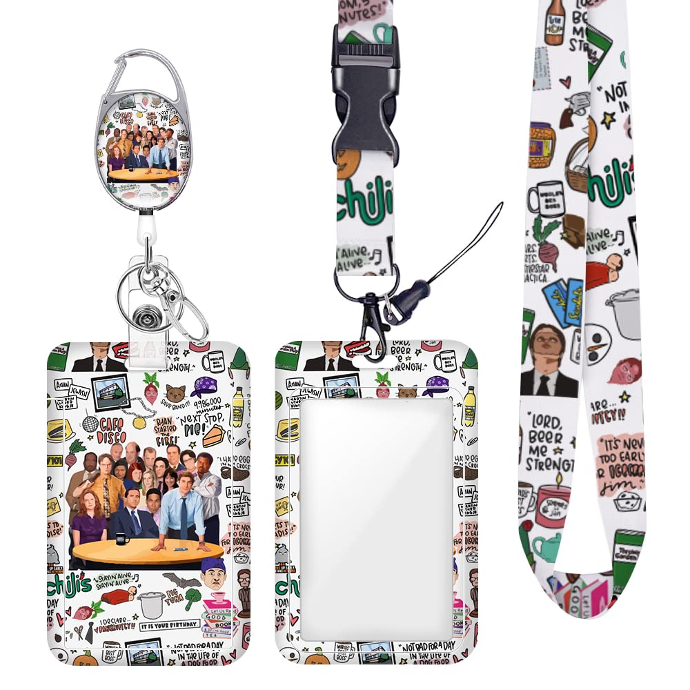 Id Badge Holder With Lanyard Retractable Badge Reel Office Tv Show Merchandise Fun Office Themed Gift Lanyards For Id Badges Ver