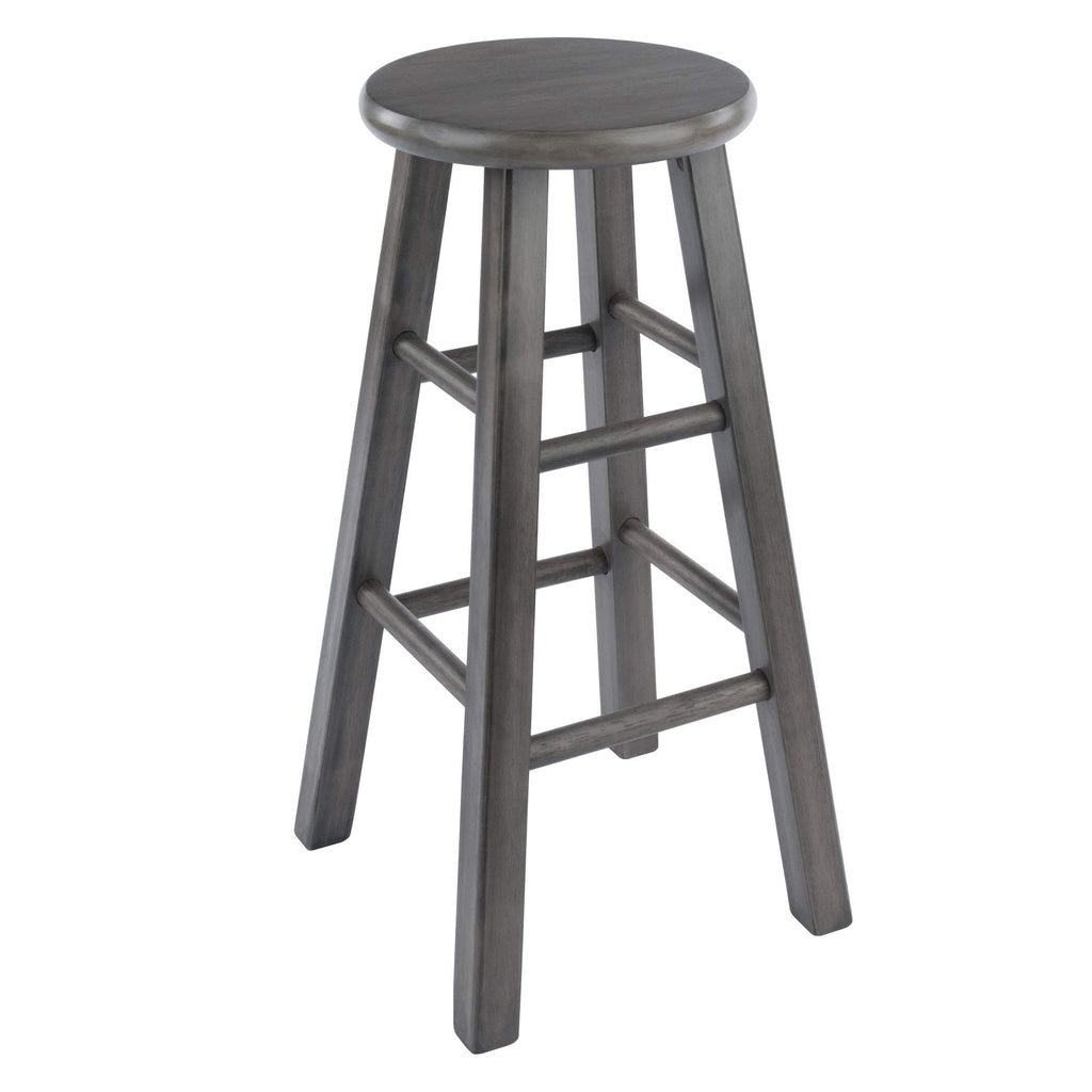 Ergode Wood Ivy Counter Stool | Farmhouse Charm | Weathered Finish | Solid Wood | Stable & Comfortable | (16224-VV, Gray)
