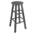 Ergode Wood Ivy Counter Stool | Farmhouse Charm | Weathered Finish | Solid Wood | Stable & Comfortable | (16224-VV, Gray)