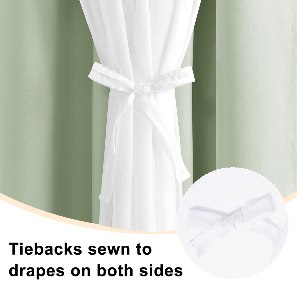 Hiasan Blackout Curtains With Sheer Overlay, Grommet Thermal Insulated Privacy Mix And Match Double Layer Window Curtains For Be