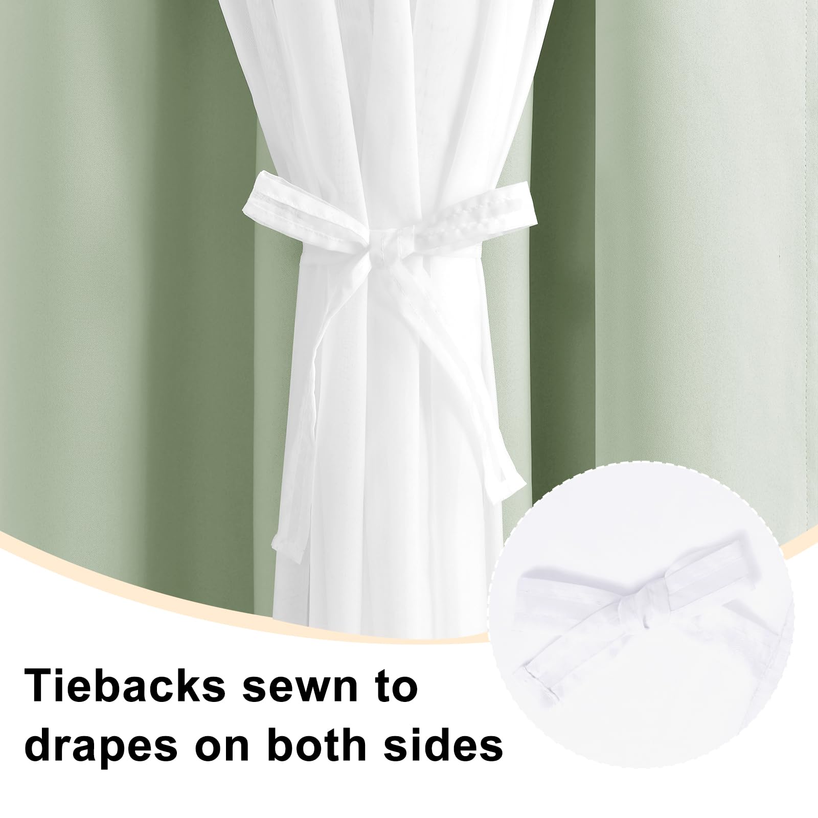 Hiasan Mix & Match Blackout Curtains With Sheer Overlay, Double Layer Thermal Insulated Privacy Grommet Window Curtains For Bedr