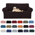 2025 New Stretch Loveseat Sofa Slipcovers Couch Cover For 2 Cushion Furniture Protector Sofa Covers With Elastic Bottom Jacquard Fabric Small Checks For Pets, Kids - Chocolate