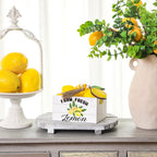 Lemon Mini Crate Summer Tiered Tray Decor With 8 Faux Lemons With Wood Bead Tassel Farmhouse Lemonade Kitchen Decorations Summer