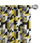 Ambesonne Yellow and White Curtains, Geometric Design with Triangles Squares and Houndstooh Inspiration, Window Treatments 2 Pan