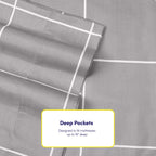 King Size Bed Sheets - 6 Piece 1500 Supreme Collection Fine Brushed Microfiber Deep Pocket King Sheet Set Bedding - 2 Extra Pillow Cases, Great Value, King, Window Pane Gray