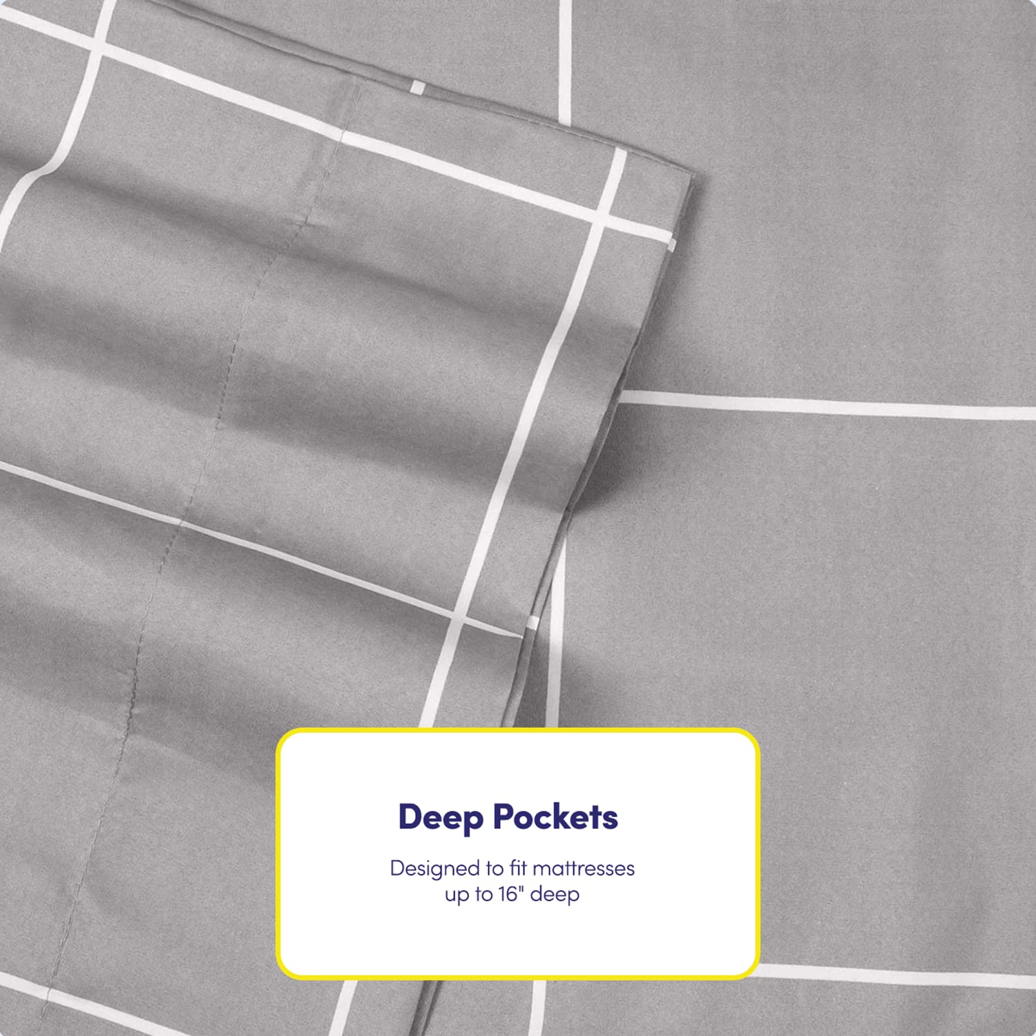 King Size Bed Sheets - 6 Piece 1500 Supreme Collection Fine Brushed Microfiber Deep Pocket King Sheet Set Bedding - 2 Extra Pillow Cases, Great Value, King, Window Pane Gray