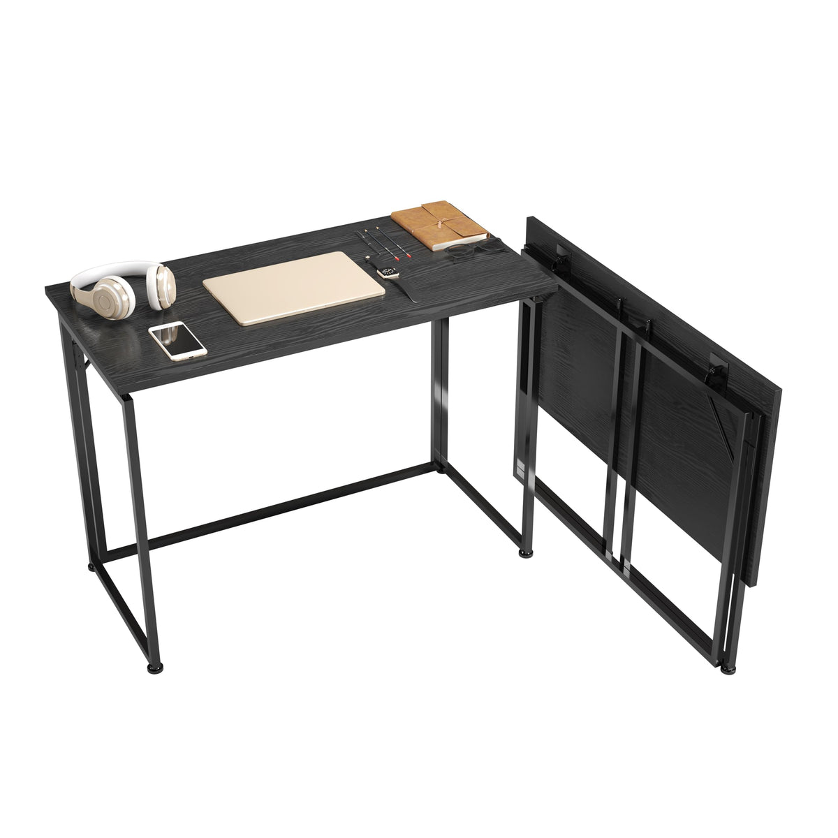 Techni Mobili Space Saving Folding Desk, Black