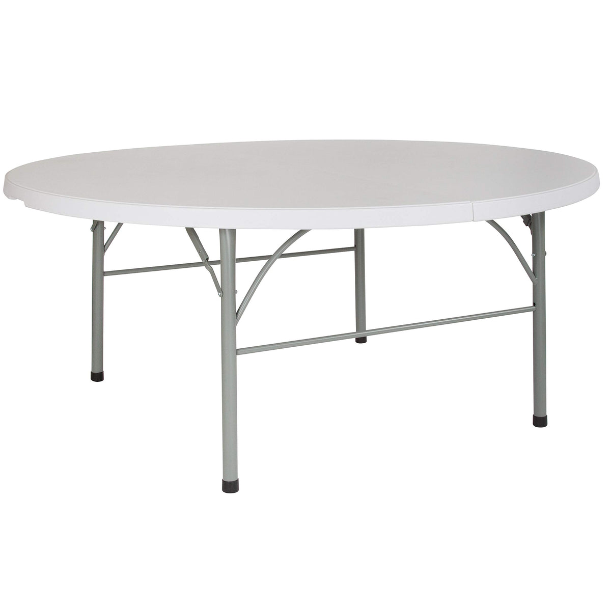 Flash Furniture Stonewall 6' Round Plastic Folding Event Table with Carrying Handle, Bi-Fold Portable Banquet Table for Indoor/Outdoor Events, White