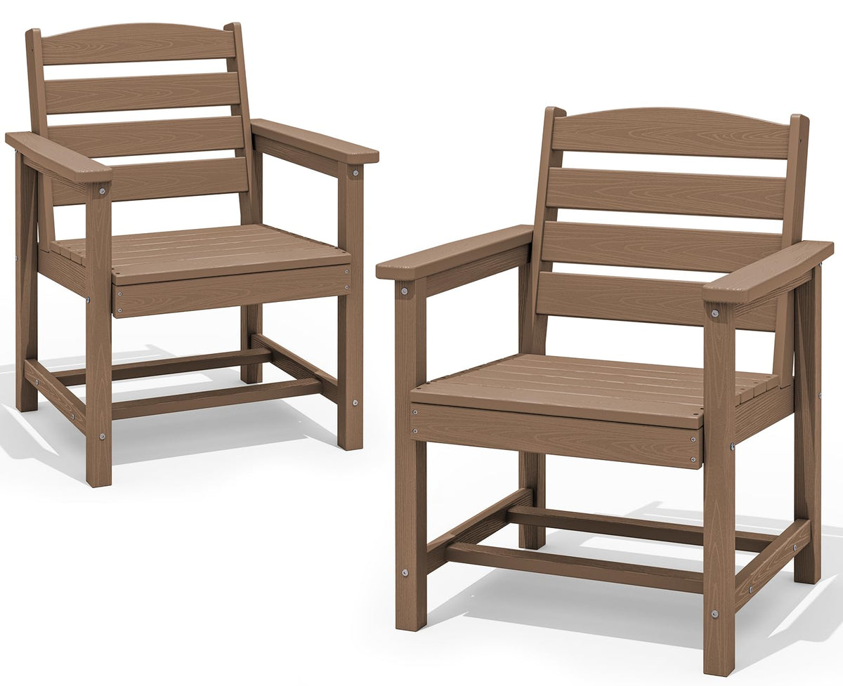 Serwall Patio Dining Chair Set Of 2, Brown