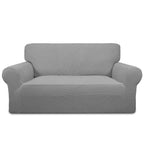 Purefit Stretch Loveseat Sofa Slipcover – Spandex Jacquard Non Slip Soft Couch Sofa Cover, Washable Furniture Protector With Non Skid Foam And Elastic Bottom For Kids (Loveseat, Light Gray)