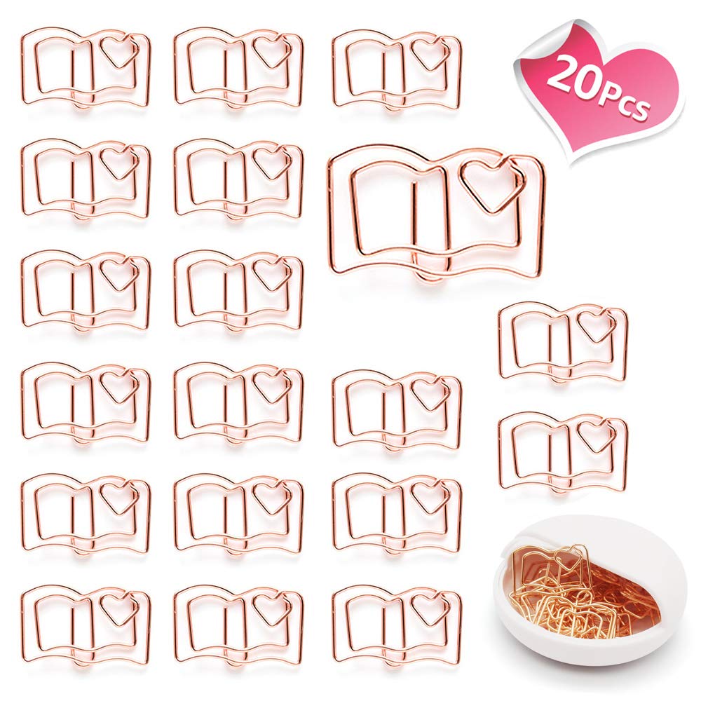Book Shape Paper Clips, Cute Small Paperclips - Funny Metal Bookmark Note Clips Mini Page Marker For Office School Wedding Party