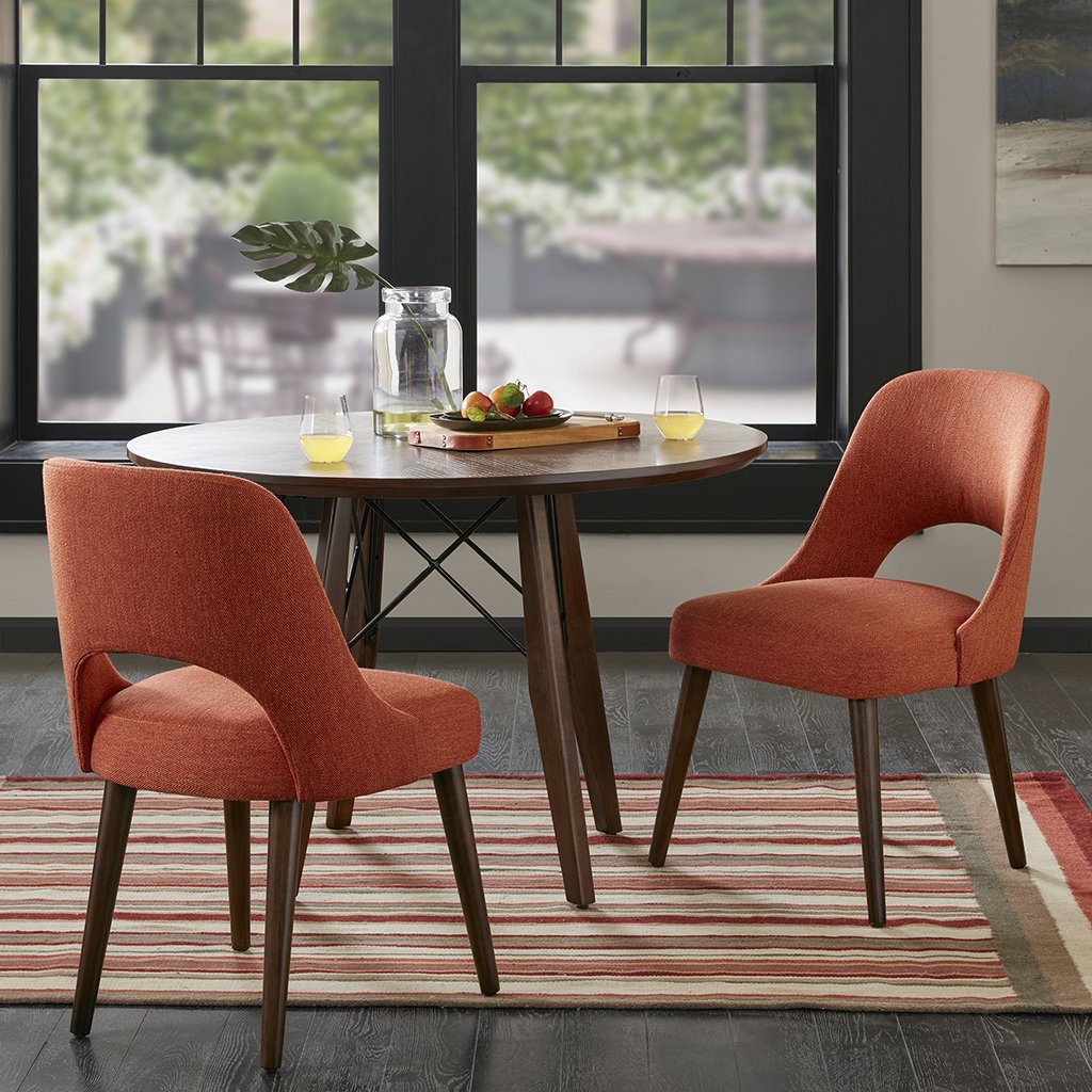INK+IVY Dining Chair, Set of 2, Orange/Dark Brown