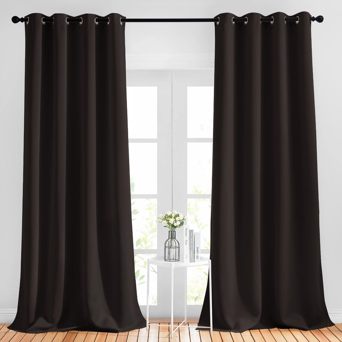 Nicetown Blackout Thick Window Curtains - (W52 X L120, Brown, 2 Panels) Thermal Insulated Grommet Drape Longer Panels For Bedroo