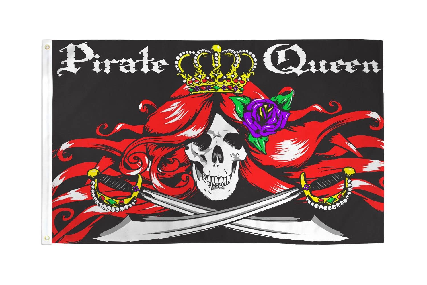 Az Flag - Pirate Queen Flag - 3X5 Ft - 100D Polyester Skull Pirates Banner With Two Metal Grommets - Fade Resistant - Vivid Colo