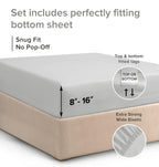 California King Fitted Sheet - Hotel Luxury & Cooling Single Fitted Sheet Only - Easily Fits Mattress Up To 16 Inches Perfectly - Soft, Wrinkle Free, Breathable & Comfy Light Grey Single Fitted Sheet