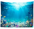 Loccor Underwater World Tapestry Blue Ocean Wall Hanging Under The Sea Coral Reef Wall Tapestry Tropical Fish Tank Undersea Tape