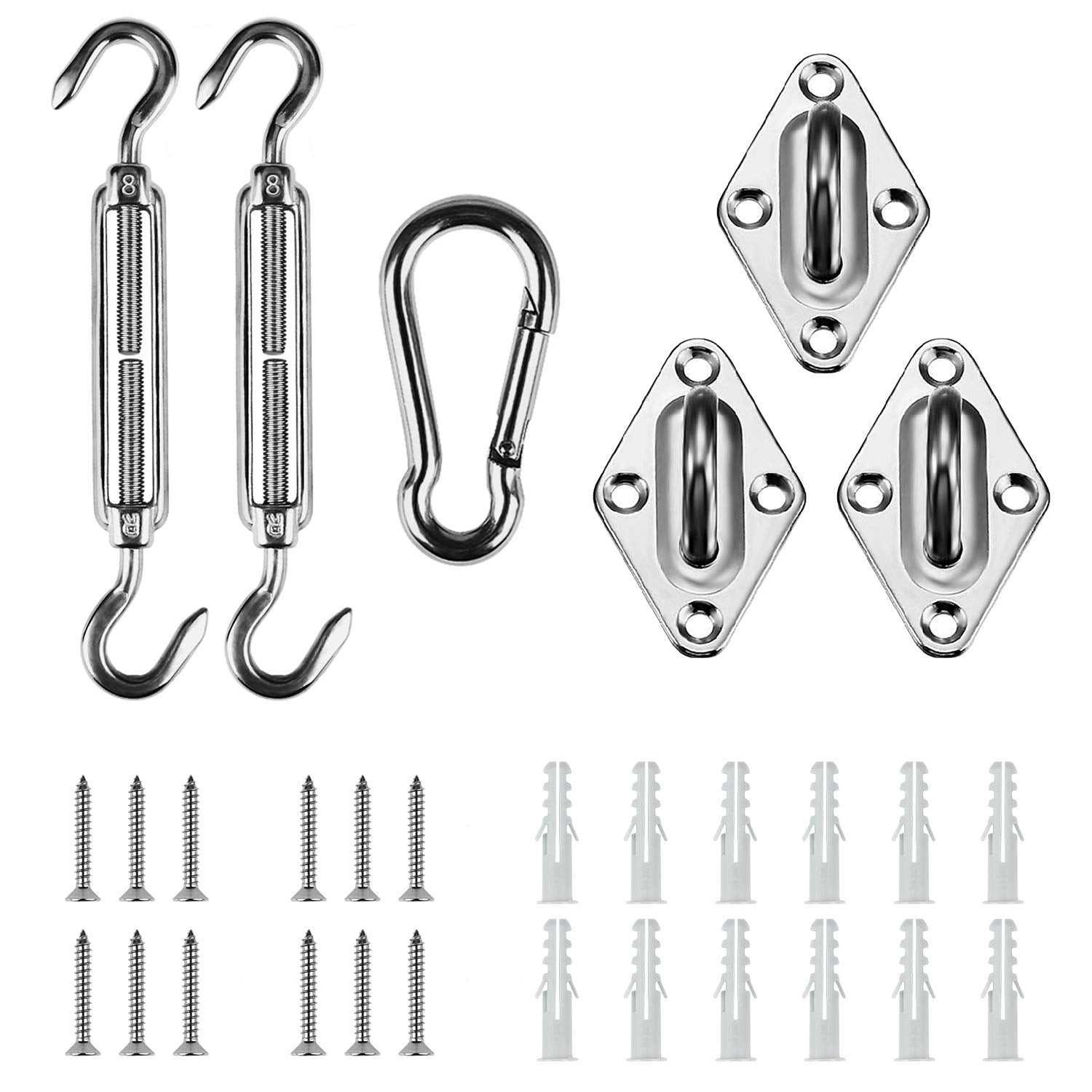 Artpuch Sun Shade Sail Hardware Kit 8 Inch For Triangle Sun Shade Sail Outdoor Installation 304 Stainless Steel