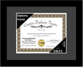 Creative Picture Frames 14x11 Classic Black Diploma Frame with Black Mat Glass Easel and Installed Wall Hangers | Frame Holds 16