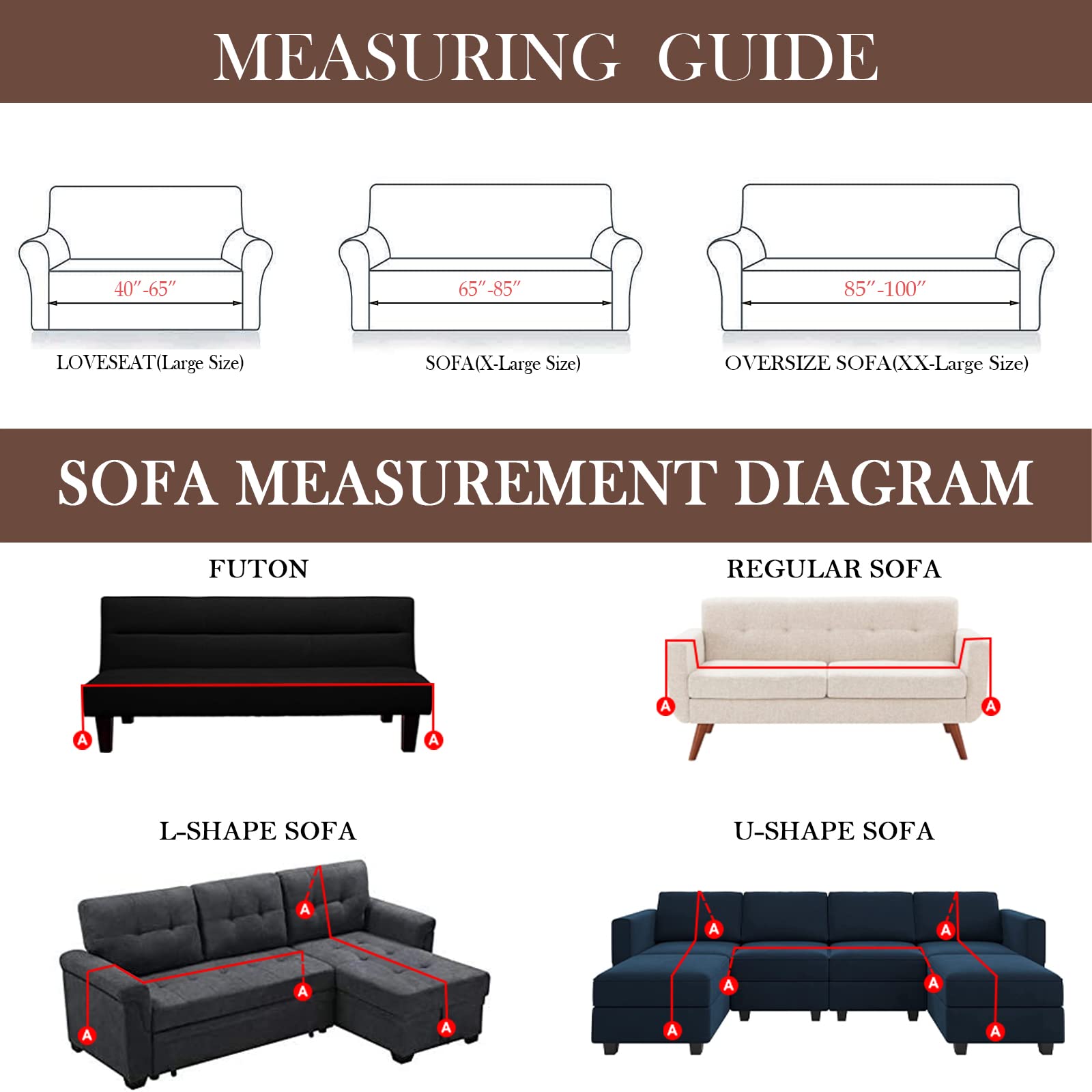 Handontime Brown Sofa Covers Slipcover Simple Couch Cover For Pet Dogs Couch Cushion Covers For L Shape Chocolate Sofa Throw Cover Machine Washable Sectional Couch Covers For Living Room, 71' X118'