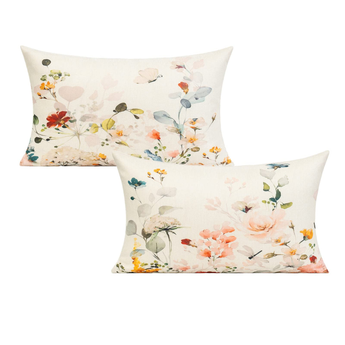12X20 Outdoor Lumbar Boho Throw Pillow Covers Yellow Flower Watercolor Patio Furniture Spring Colorful Floral Decor Summer Sage