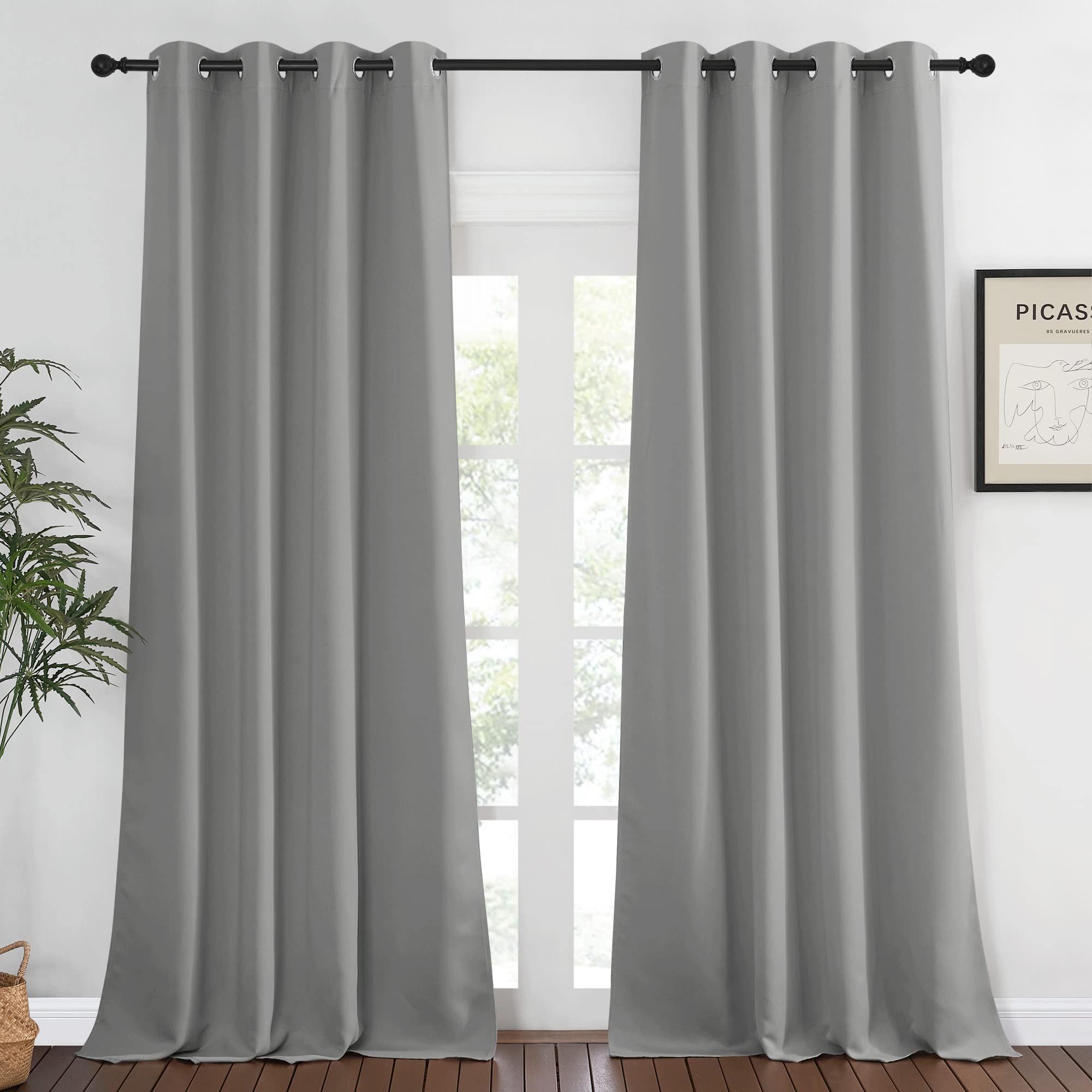 NICETOWN Blackout Bedroom Curtain 120 inches Long - Grommet Thermal Curtain Room Darkening Window Treatment Light Blocking Drape