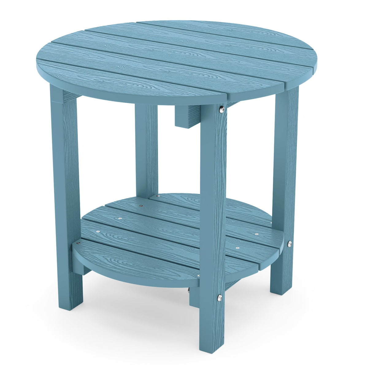 Yefu Adirondack Side Table, 18' Double Outdoor Side Table, Poly Lumber End Table, Weather Resistant For Indoor, Patio, Pool, Porch, Backyard-Blue