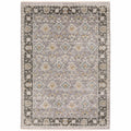 HomeRoots 509434 10 x 13 ft. Gray & Blue Oriental Power Loom Stain Resistant Rectangle Area Rug with Fringe