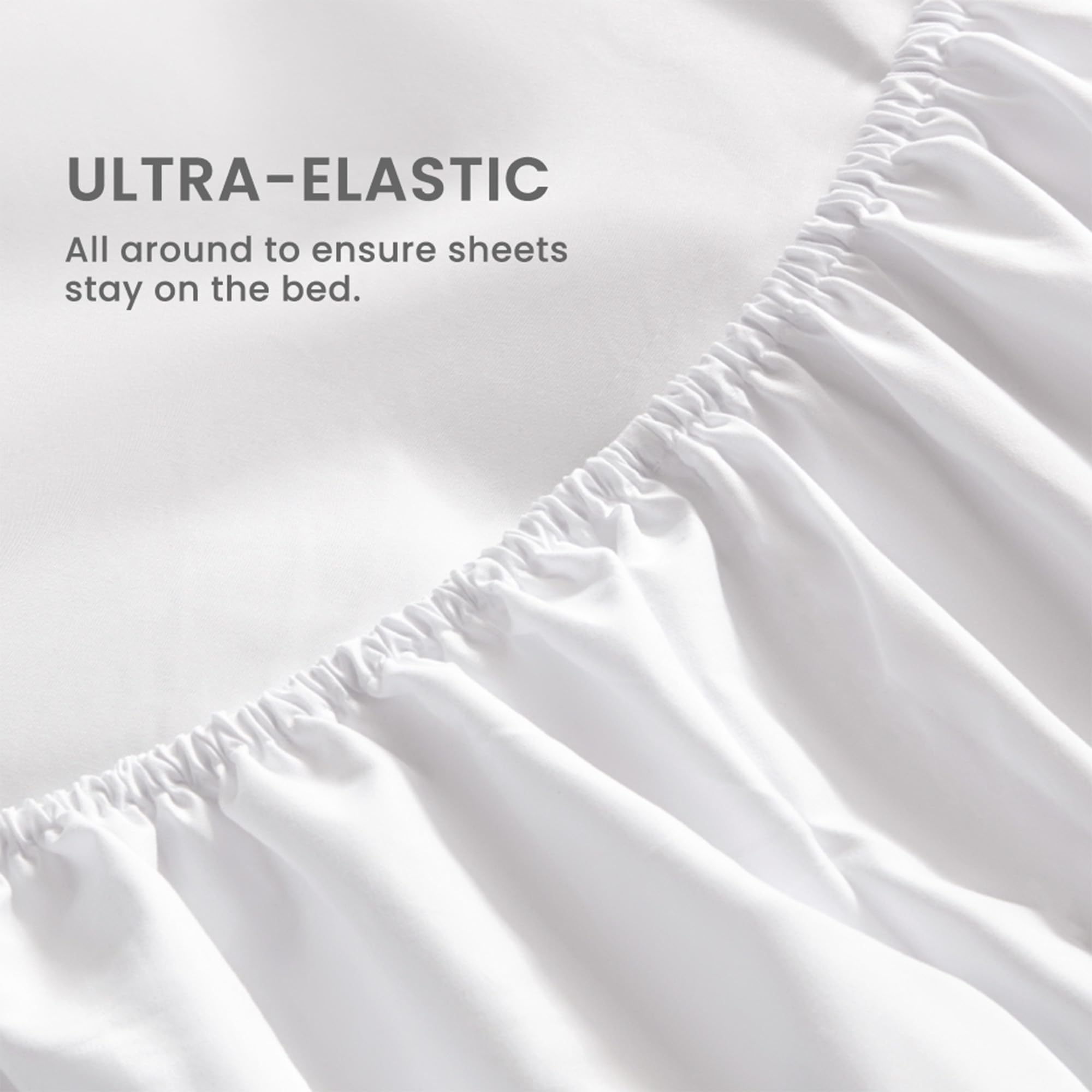 Sleep Zone Nanotex Super Soft Cooling Twin Bed Sheets Set For Kids 3 Piece - Easy Care Fitted Flat Sheet & Pillowcase Sets - Wrinkle Free, Fade Resistant, Deep Pocket 16' (White, Twin)