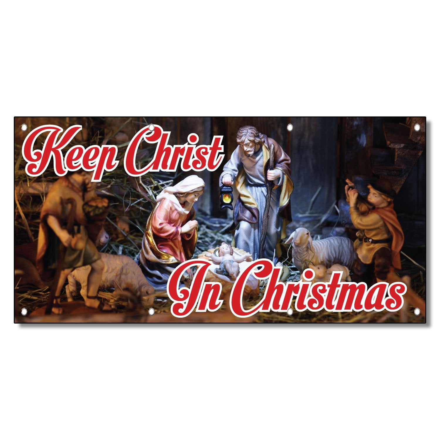 Keep Christ In Christmas Business 13 Oz Vinyl Banner Sign With Grommets 4 Ft X 8 Ft