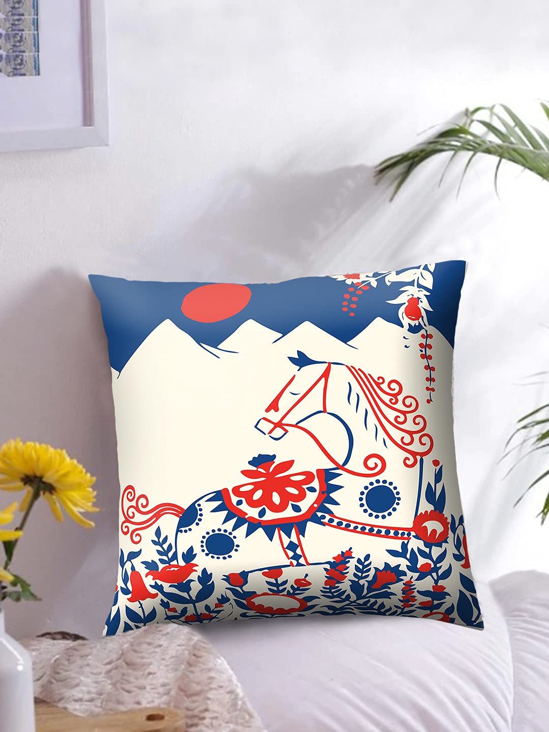 Calmistry Set Of Two Graphic Horse Cushion Covers