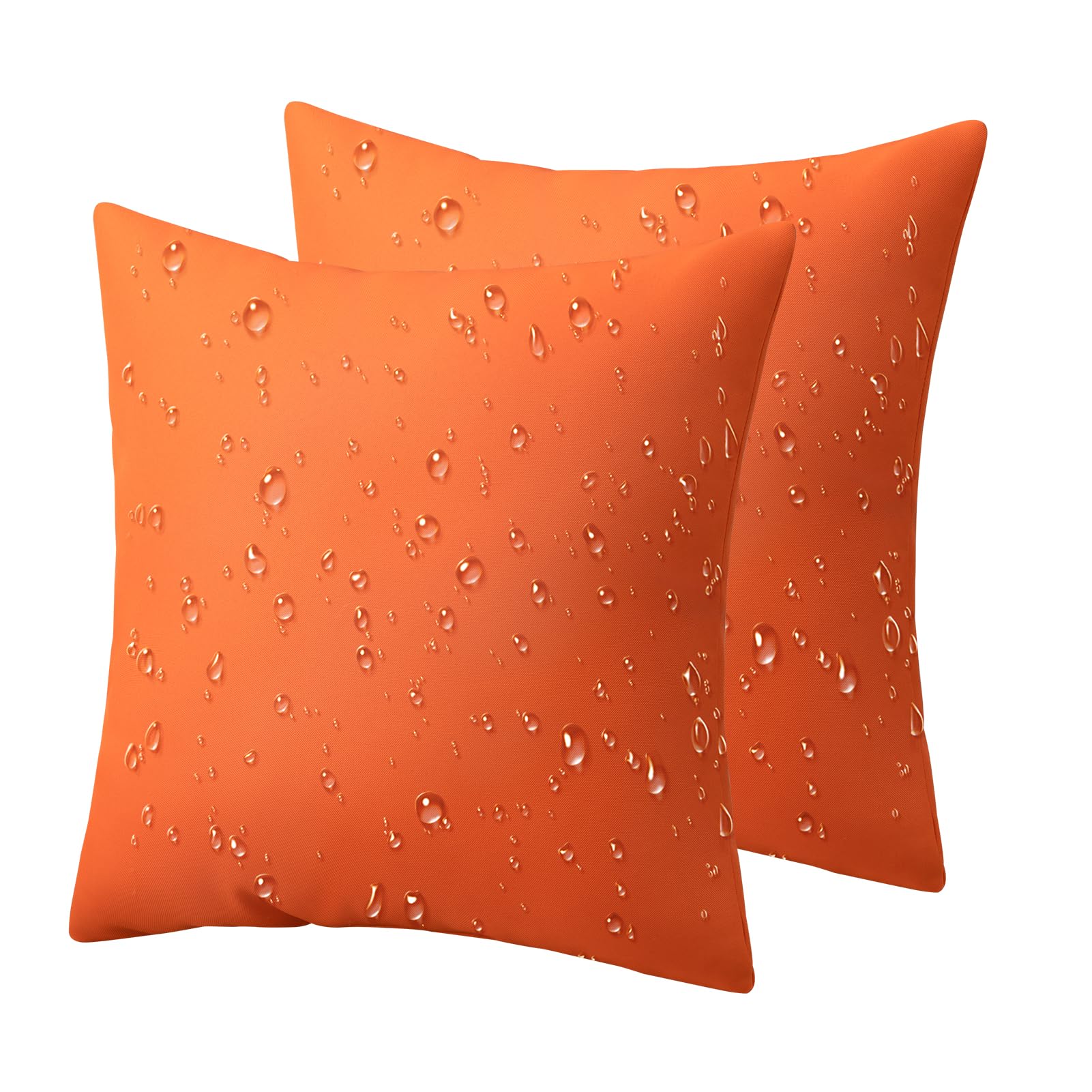 Phantoscope Pack Of 2 Premium Dual Usage Outdoor Pillow Inserts, Waterproof Throw Pillows No Cover Needed, Colorful Decorative Couch Sham Cushion Stuffer Patio Couch Tent, Orange 18 X 18 Inches
