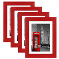 Hongkee 5x7 Picture Frame (4 Pack, Red) Made of Real Glass and Wooden Frame - Display Pictures 4x6 with Mat or 5x7 Without Mat, 