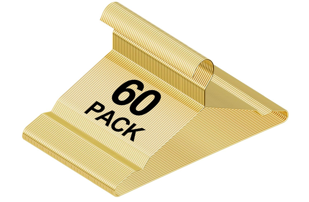 FUDESY Metal Wire Hangers 60 Pack, Heavy Duty, Space Saving, NonSlip, Gold