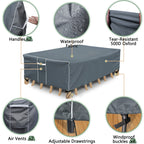 Gasadar Outdoor Furniture Cover Waterproof, Outdoor Sectional Cover, 500D Heavy Duty, All Weather Protection Rectangular Patio Covers For Outdoor Furniture Set, 126' L X 64' W X 29' H -Grey