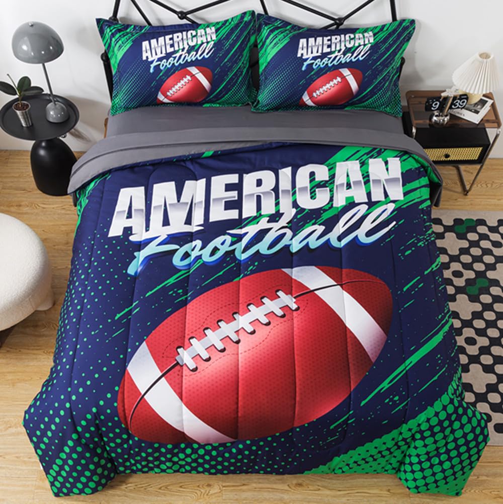 Qjmiaofang Football Twin Comforter Set With Sheets 5 Pieces American Football Bedding Sets For Kids Boys Bed In A Bag Sports Com