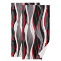 YOCIBIUT Red Black Gray Hand Towels for Bathroom Set of 2,Absorbent Microfiber Grey and White Striped Abstract Modern Kitchen To