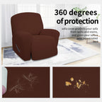 Easy-Going 4 Pieces Oversized Recliner Stretch Sofa Slipcover Sofa Cover Furniture Protector Couch Soft With Elastic Bottom Polyester Spandex Jacquard Fabric Small Checks Coffee, X-Large