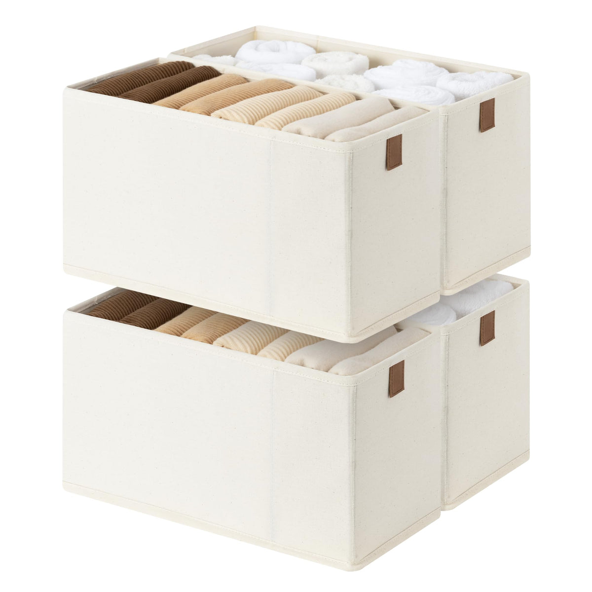 StorageWorks Narrow Closet Baskets, 6Lx14Wx8H, 4Pack, Beige