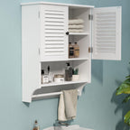 Choochoo Medicine Cabinet, Bathroom Wall Cabinet, 2 Doors Over The Toilet Space Saver Storage Cabinet With Large Space, White