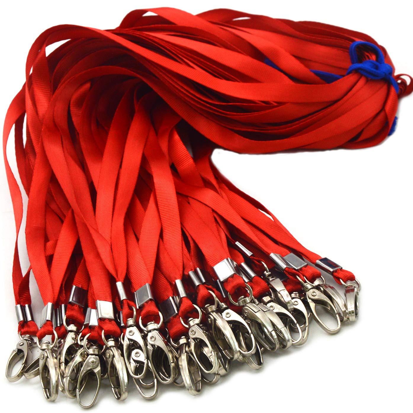 Red Bulk Lanyards For Id Badges, Nylon Neck Flat Lanyard Swivel Hooks Clips, Durably Woven Lanyards With Clip For Key Chains Men