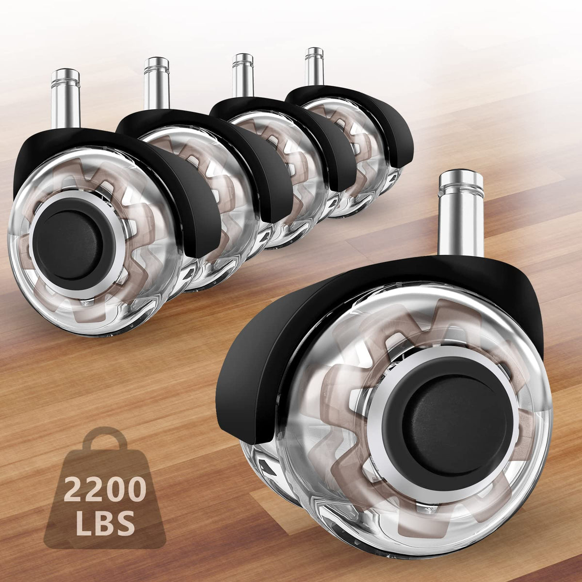 Office Chair Caster Wheels, Set Of 5, Heavy Duty Chair Wheels For Hardwood, Carpet -Quiet & Smooth Gliding 2 Inch Office Chair R