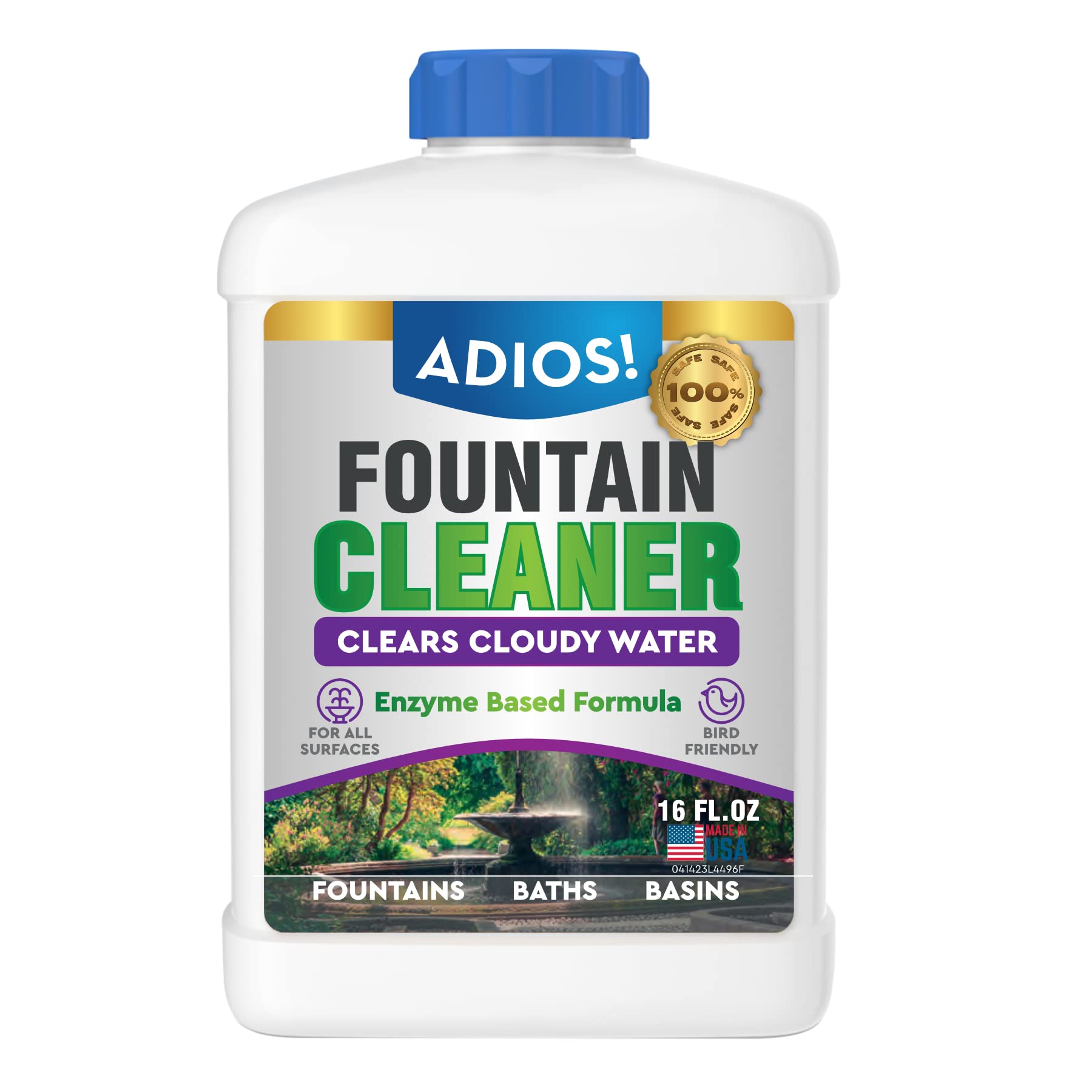 Adios! Fountain Cleaner And Clarifier For Outdoor And Indoor Fountains - Safe For Plastic, Metal, Glass And Stone (16Oz)